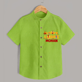 Happy Lohri | Customized Shirt  with Name - LIME GREEN - 0 - 6 Months Old (Chest 23")
