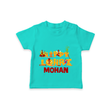 Happy Lohri | Customized T-Shirt  with Name - TEAL - 0-5 Months Old (Chest 17")