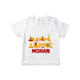 Happy Lohri | Customized T-Shirt  with Name - WHITE - 0-5 Months Old (Chest 17")