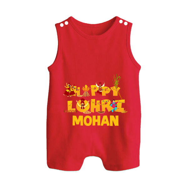 Happy Lohri | Customized Romper Suit  with Name - RED - 0 - 5 Months Old (Chest 18")