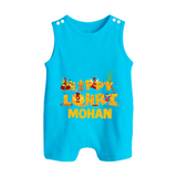 Happy Lohri | Customized Romper Suit  with Name - SKY BLUE - 0 - 5 Months Old (Chest 18")