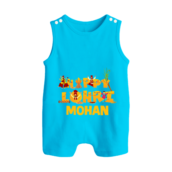 Happy Lohri | Customized Romper Suit  with Name - SKY BLUE - 0 - 5 Months Old (Chest 18")