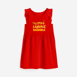 Happy Lohri | Customized Frock  with Name - RED - 1 - 2 Years Old (Chest 22" , Full Length 22")