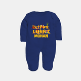 Happy Lohri | Customized Fullbody suit  with Name - NAVY BLUE - New Born (Chest 7.5")