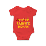 Happy Lohri | Customized Romper  with Name - RED - New Born (Chest 14")