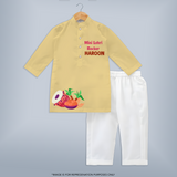 Mini Lohri Rocker | Customized Kurta with Name - PASTEL YELLOW - 3 - 6 Months Old (Chest 24", Kurta Length 14'', Waist 19", Pant Length 14")