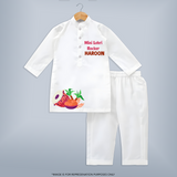 Mini Lohri Rocker | Customized Kurta with Name - WHITE - 3 - 6 Months Old (Chest 24", Kurta Length 14'', Waist 19", Pant Length 14")