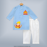 Happy Lohri Kurta| Customized Kurta with Name - BABY BLUE - 3 - 6 Months Old (Chest 24", Kurta Length 14'', Waist 19", Pant Length 14")