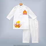 Happy Lohri Kurta| Customized Kurta with Name - WHITE - 3 - 6 Months Old (Chest 24", Kurta Length 14'', Waist 19", Pant Length 14")
