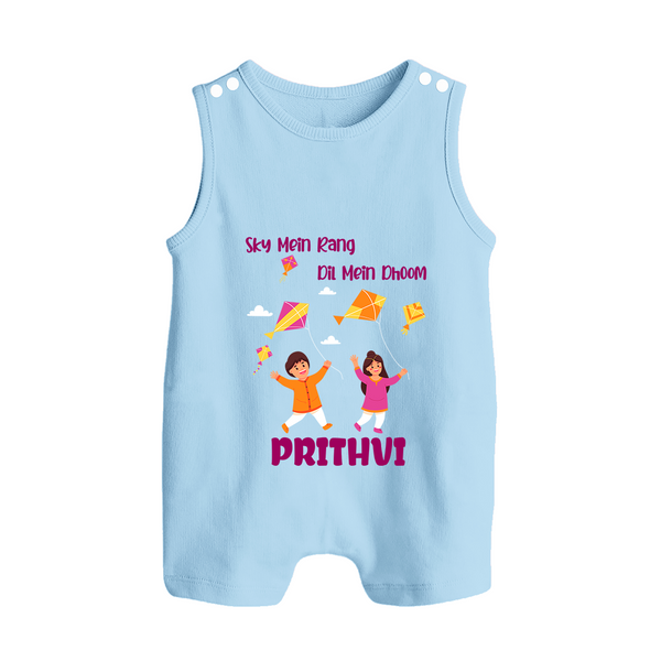 Sky  Mein rang dil Mein Dhoom | Customized Romper suit with Name - BABY BLUE - 0 - 5 Months Old (Chest 18")
