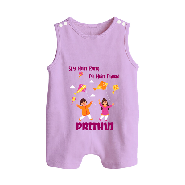 Sky  Mein rang dil Mein Dhoom | Customized Romper suit with Name - LILAC - 0 - 5 Months Old (Chest 18")