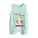 Sky  Mein rang dil Mein Dhoom | Customized Romper suit with Name - MINT GREEN - 0 - 5 Months Old (Chest 18")