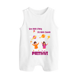 Sky  Mein rang dil Mein Dhoom | Customized Romper suit with Name - WHITE - 0 - 5 Months Old (Chest 18")