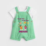 Sky  Mein rang dil Mein Dhoom | Customized Dungaree with Name - GREEN - 0 - 5 Months Old (Chest 18")
