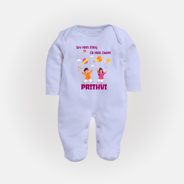 Sky  Mein rang dil Mein Dhoom | Customized FullBody Suit with Name - BABY BLUE - New Born (Chest 7.5")