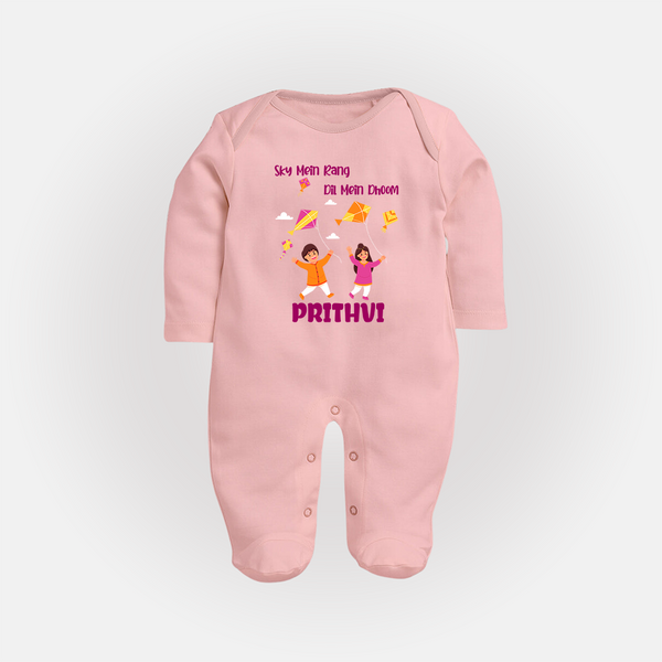 Sky  Mein rang dil Mein Dhoom | Customized FullBody Suit with Name - BABY PINK - New Born (Chest 7.5")