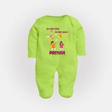 Sky  Mein rang dil Mein Dhoom | Customized FullBody Suit with Name - LIME GREEN - New Born (Chest 7.5")
