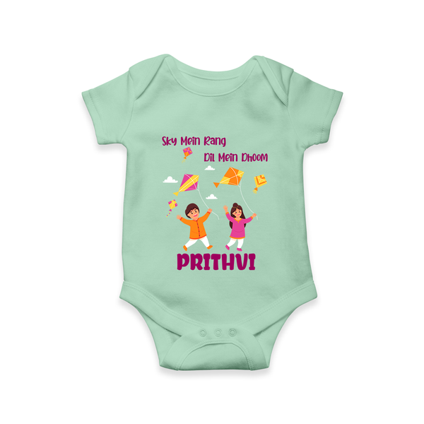 Sky  Mein rang dil Mein Dhoom | Customized Romper with Name - MINT GREEN - New Born (Chest 14")