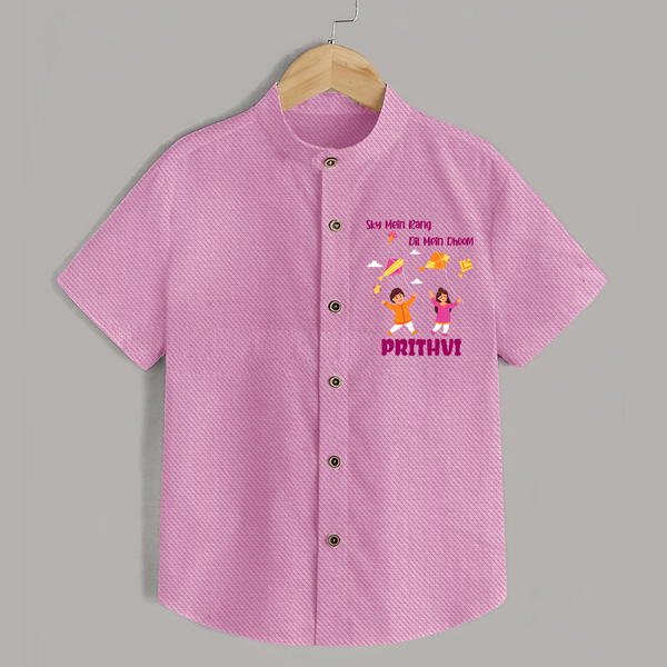 Sky  Mein rang dil Mein Dhoom | Customized Shirt with Name - BABY PINK - 0 - 6 Months Old (Chest 23")