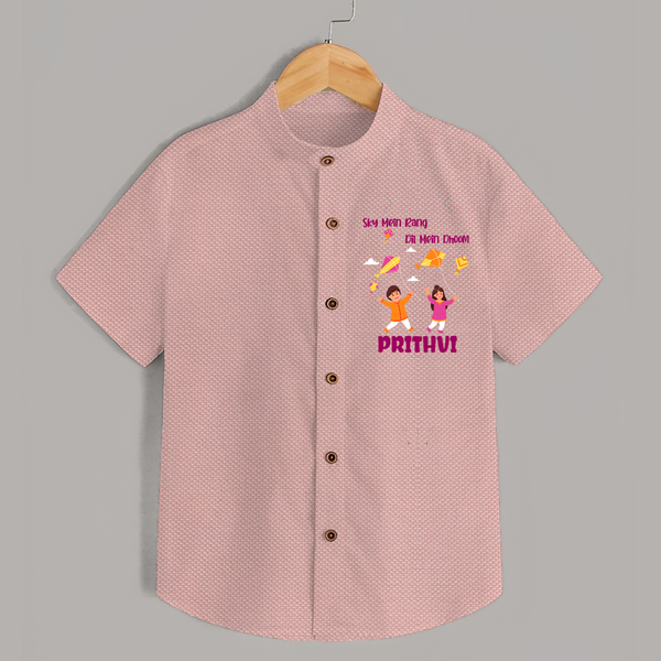 Sky  Mein rang dil Mein Dhoom | Customized Shirt with Name - PEACH - 0 - 6 Months Old (Chest 23")