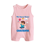 Mini Patang | Personalised Romper suit with Name - BABY PINK - 0 - 5 Months Old (Chest 18")