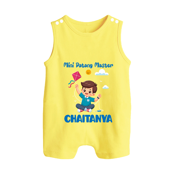 Mini Patang | Personalised Romper suit with Name - PASTEL YELLOW - 0 - 5 Months Old (Chest 18")