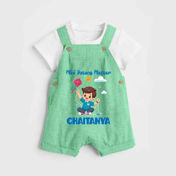 Mini Patang | Personalised Dungaree with Name - GREEN - 0 - 5 Months Old (Chest 18")