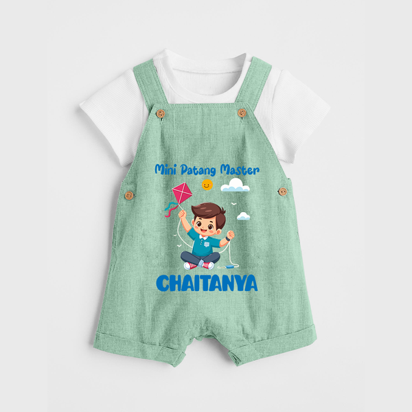 Mini Patang | Personalised Dungaree with Name - MINT GREEN - 0 - 5 Months Old (Chest 18")