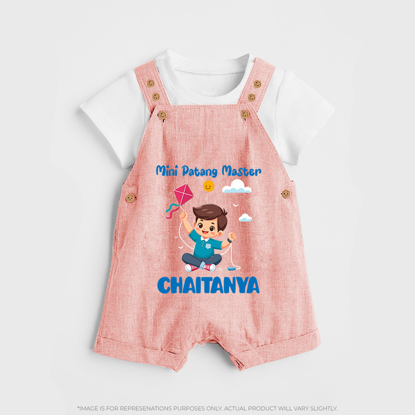Mini Patang | Personalised Dungaree with Name - PEACH - 0 - 5 Months Old (Chest 18")