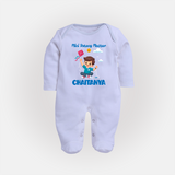 Mini Patang | Personalised FullBody Suit with Name - BABY BLUE - New Born (Chest 7.5")