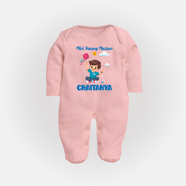 Mini Patang | Personalised FullBody Suit with Name - BABY PINK - New Born (Chest 7.5")