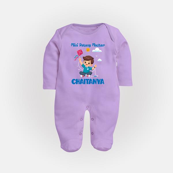 Mini Patang | Personalised FullBody Suit with Name - LILAC - New Born (Chest 7.5")
