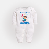 Mini Patang | Personalised FullBody Suit with Name - WHITE - New Born (Chest 7.5")