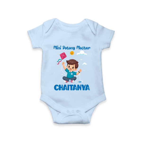 Mini Patang | Personalised Romper with Name - BABY BLUE - New Born (Chest 14")