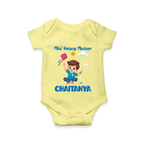 Mini Patang | Personalised Romper with Name - PASTEL YELLOW - New Born (Chest 14")