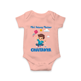 Mini Patang | Personalised Romper with Name - PEACH - New Born (Chest 14")