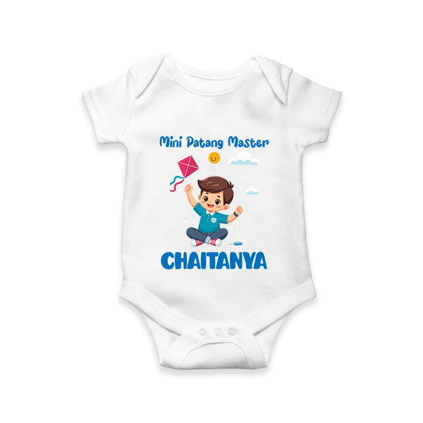 Mini Patang | Personalised Romper with Name - WHITE - New Born (Chest 14")