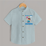 Mini Patang | Personalised Shirt with Name - ARCTIC BLUE - 0 - 6 Months Old (Chest 23")