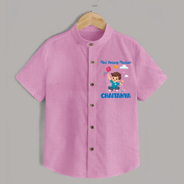 Mini Patang | Personalised Shirt with Name - BABY PINK - 0 - 6 Months Old (Chest 23")