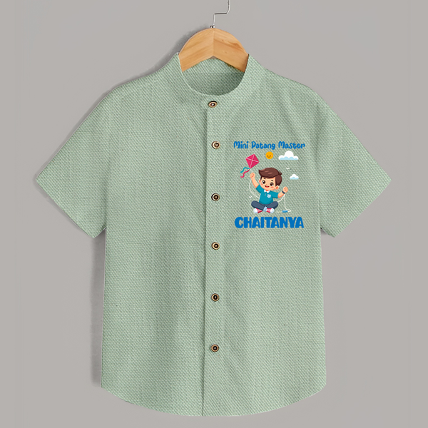 Mini Patang | Personalised Shirt with Name - MINT GREEN - 0 - 6 Months Old (Chest 23")