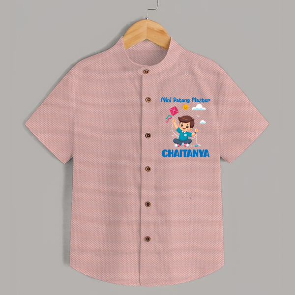 Mini Patang | Personalised Shirt with Name - PEACH - 0 - 6 Months Old (Chest 23")
