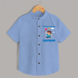 Mini Patang | Personalised Shirt with Name - SKY BLUE - 0 - 6 Months Old (Chest 23")