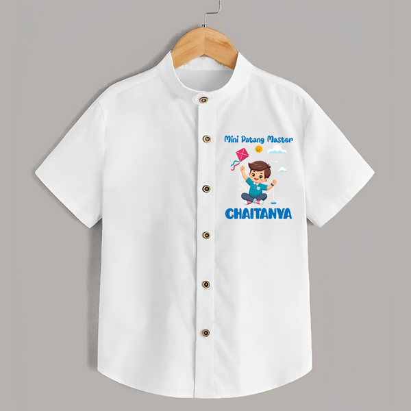 Mini Patang | Personalised Shirt with Name - WHITE - 0 - 6 Months Old (Chest 23")