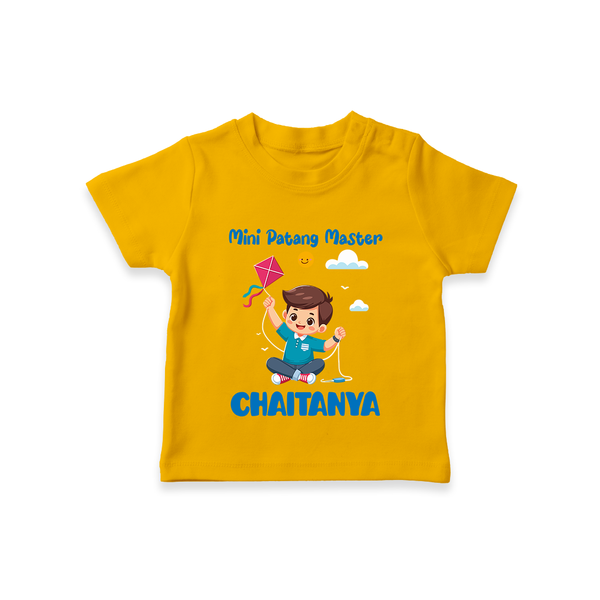 Mini Patang | Personalised T-Shirt with Name - CHROME YELLOW - 0-5 Months Old (Chest 17")