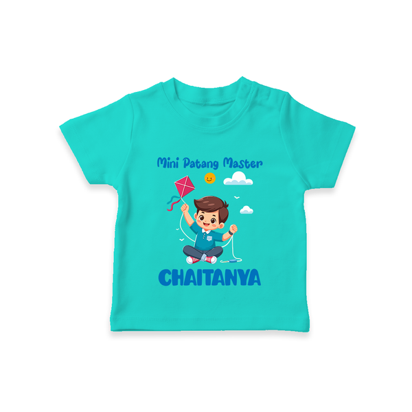 Mini Patang | Personalised T-Shirt with Name - TEAL - 0-5 Months Old (Chest 17")