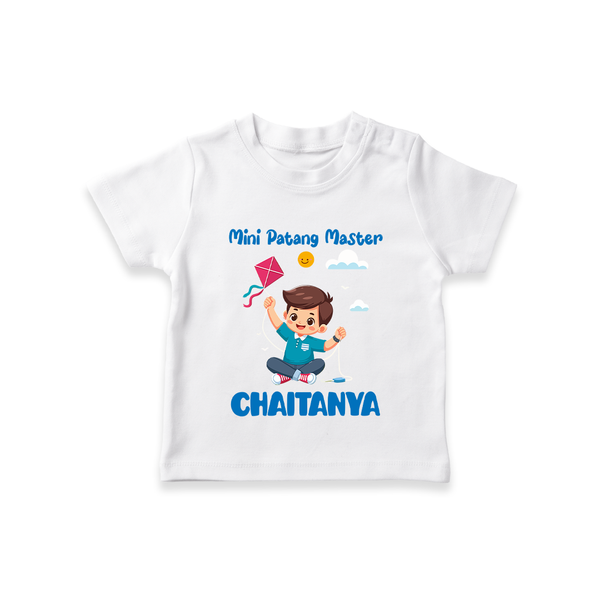 Mini Patang | Personalised T-Shirt with Name - WHITE - 0-5 Months Old (Chest 17")