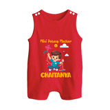 Mini Patang | Personalised Romper suit with Name - RED - 0 - 5 Months Old (Chest 18")