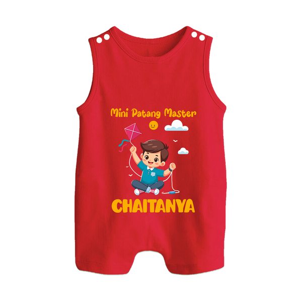 Mini Patang | Personalised Romper suit with Name - RED - 0 - 5 Months Old (Chest 18")