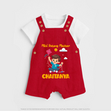 Mini Patang | Personalised Dungaree with Name - RED - 0 - 5 Months Old (Chest 18")