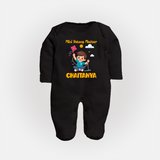 Mini Patang | Personalised FullBody Suit with Name - BLACK - New Born (Chest 7.5")